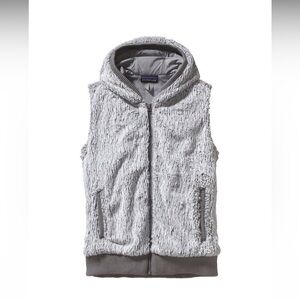 Patagonia Women's Fuzzy Grey Conejo Full Zip Hoodie Vest Sleeveless
